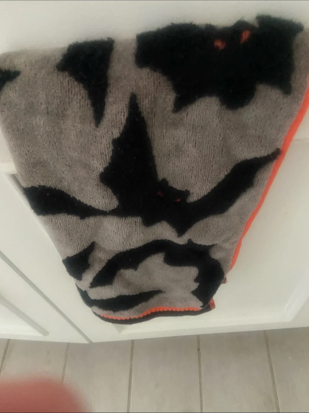 Bat Print Dish Towels- Black and Gray with Orange Trim